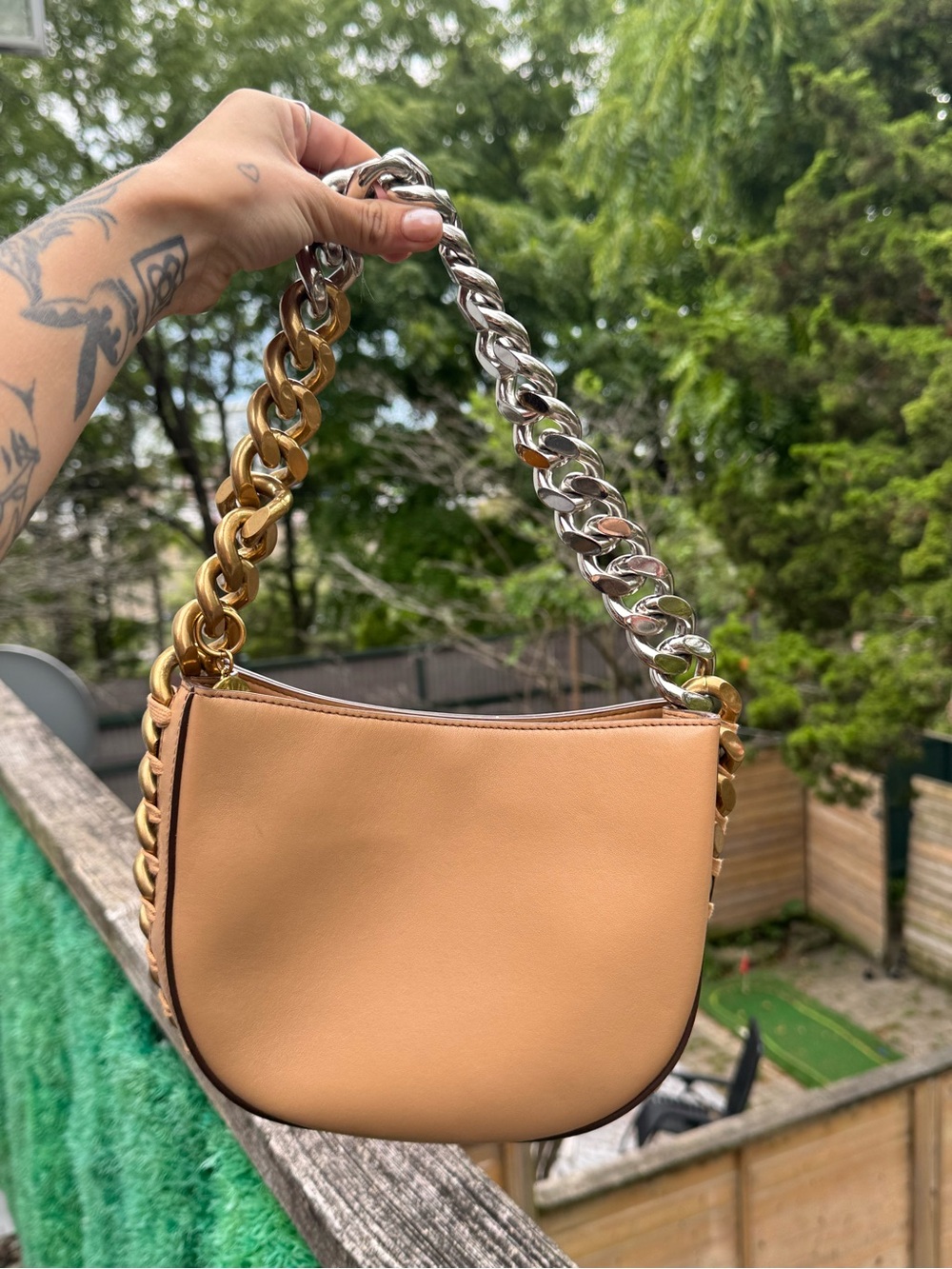 Stella McCartney Frayme Leather Shoulder Bag
